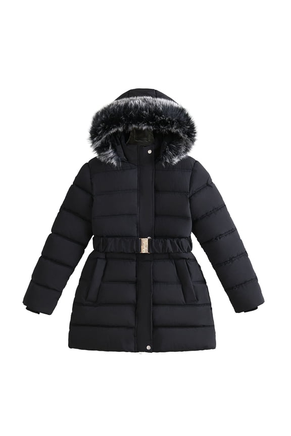 Girls Winter Down Padded Coat Warm Thickened Lined Hooded Jacket Outerwear for Cold Weather Fashionable Toddler,Kids Clothing,Size:5-6 Years