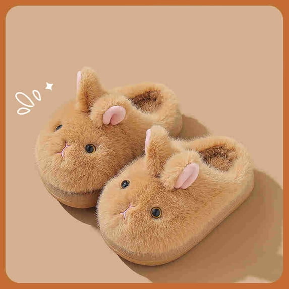 REDARER Girls' Winter Slippers Lined Closed Toe Soft Sole Warm Plush Bunny Indoor Home Shoes,8-9 Years
