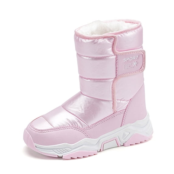 REDARER Girls Winter Snow Boots - Lined Thick Insulation Long Shaft, Resistant & Easy Hook Loop Closure,Size:1