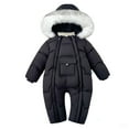 thumbnail image 1 of REDARER Girls Winter Snowsuit Insulated Padded Jumpsuit with Attached Mittens and Booties Double Zipper for Baby Toddler Warm Outfit,Kids Clothing,Size:0-3 Months, 1 of 5