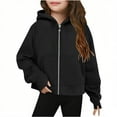 thumbnail image 1 of REDARER Girls Zip Up Hoodie Jacket, Solid Color Hooded Sweatshirt for Kids Fall and Winter Fashion Outfit,7-8 Years, 1 of 4