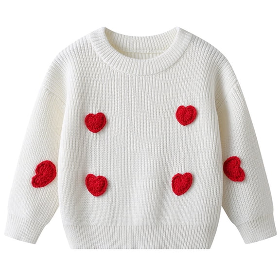 REDARER Hand-Knit Heart Sweater - Soft Baby Pullover for Birthday & Holiday Outfits Unisex, Cozy Winter Knitwear,9-12 Months