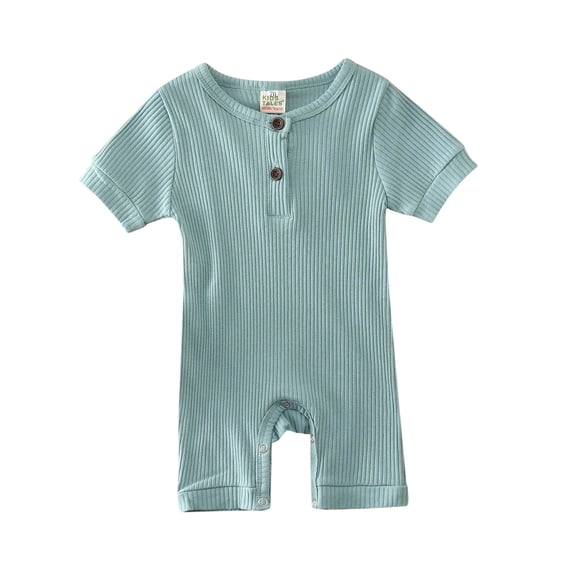 REDARER Boys & Girls' Ribbed Romper Short Sleeve Henley Style Snap Crotch Baby Jumpsuit,18-24 Months