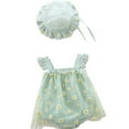 thumbnail image 1 of REDARER Girls Daisy Floral Romper Set, Mint Green Tulle Bodysuit with Matching Sun Hat,0-3 Months, 1 of 4