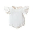 thumbnail image 1 of REDARER Girls' Ruffle Sleeve Bodysuit Muslin Cotton Romper for Summer Outfits,3-6 Months, 1 of 9