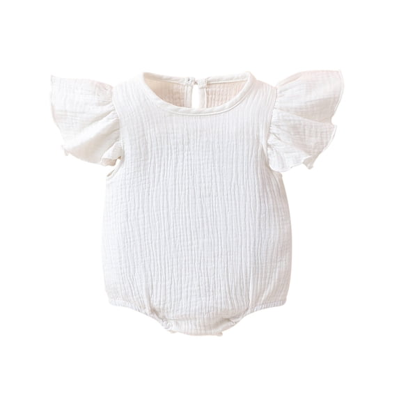 REDARER Girls' Ruffle Sleeve Bodysuit Muslin Cotton Romper for Summer Outfits,3-6 Months