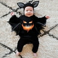 thumbnail image 1 of REDARER Halloween Bat Wing Jumpsuit with Ear Hat Pumpkin Face Print Cosplay Holiday Party Photo Outfit,3-6 Months, 1 of 8