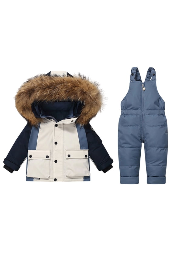 Insulated Winter Snowsuit Set for Girls and Boys Ski Bibs with Jacket Cold Weather Outdoor Play Two-Piece,12-24 Months