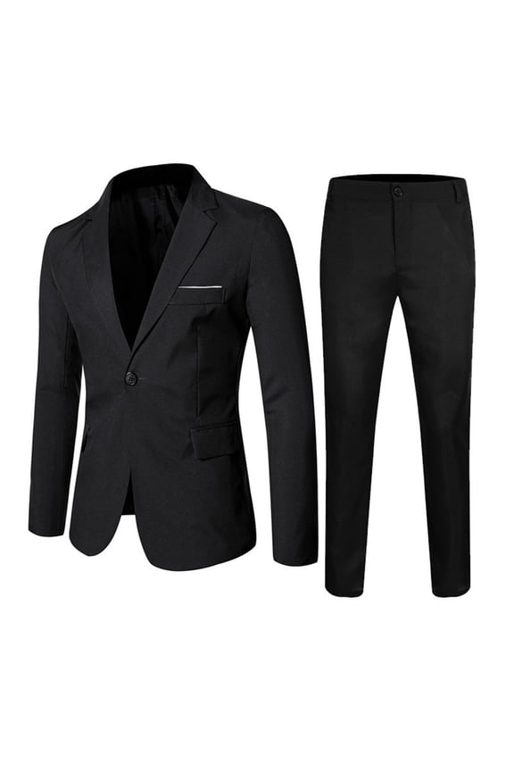 Kids 2-Piece Formal Suit Set Solid Black Blazer & Pants Lightweight Outfit for Spring,15-16 Years