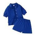 thumbnail image 1 of REDARER Kids 2-Piece Outfit, Textured Short Sleeve Shirt & Shorts, Casual Summer Set for Boys Girls Teens,10-11 Years, 1 of 7