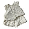 thumbnail image 1 of REDARER Kids 2 Piece Stripe Outfit Sleeveless Button Front Tank Top Elastic Waist Shorts For Summer Casual Wear,3-4 Years, 1 of 4