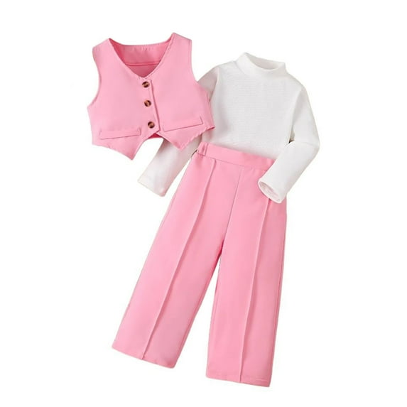 REDARER Kids' 3-Piece Tuxedo Set - British Style Vest + Shirt + Dress Pants, Formal Suit for Occasions,Size:3-4 Years