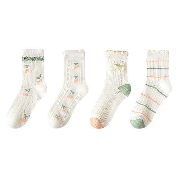 REDARER Kids Ankle Socks 4-Pack, Cute Fresh Printed Pattern, Breathable Comfortable Low-Cut Socks for Spring and Summer,Size:3-5 Years