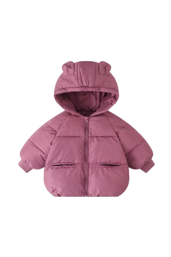 Kids Down Alternative Padded Jacket Hooded Bear Ears Thickened Winter Coat Baby Toddler Outerwear,Size:18-24 Months