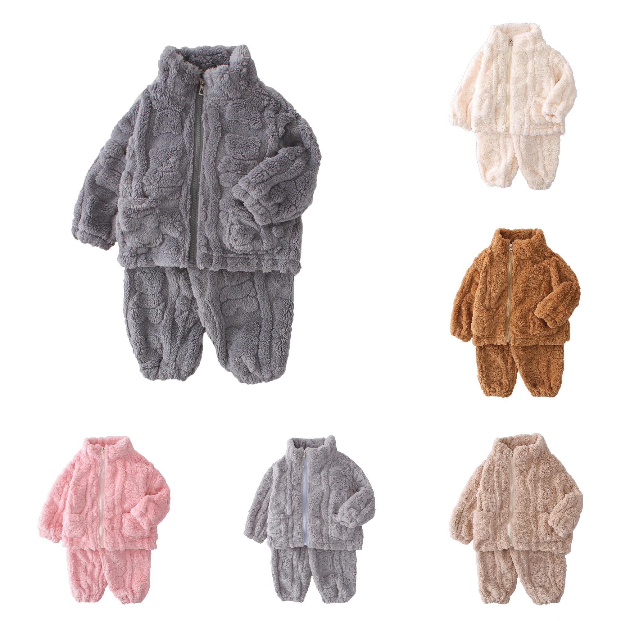 REDARER Kids Bear Jacquard Zip Up Top and Pants Outfit Set Long Sleeve ...