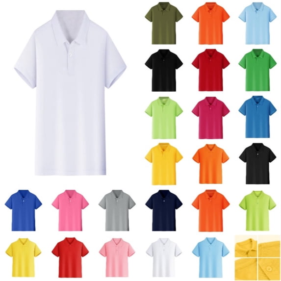REDARER Kids Boys Girls Short Sleeve Polo Shirt, Button Closure Soft Pique Fabric Casual Top for Daily & School Wear