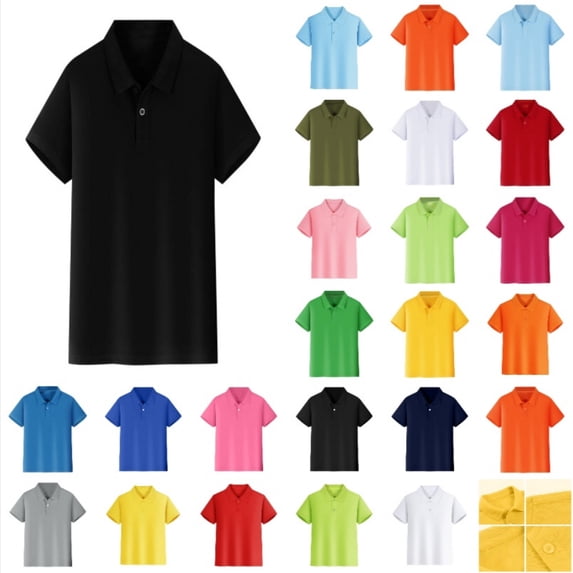 REDARER Kids Boys Girls Short Sleeve Polo Shirt, Button Closure Soft Pique Fabric Casual Top for Daily & School Wear