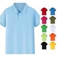 thumbnail image 1 of REDARER Kids Boys Short Sleeve Polo Shirt Soft Pique Fabric Button Front School Uniform Tops,5-6 Years, 1 of 7