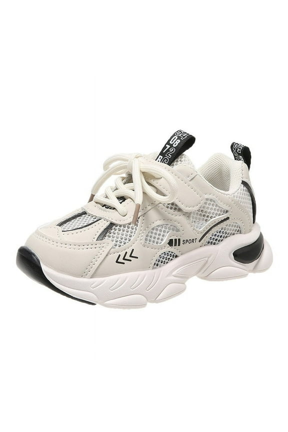 Kids Breathable Mesh Sneakers - Everyday Casual Sports Shoes with Lace-Up Design, Comfortable Dad Shoes for Girls,Size:10