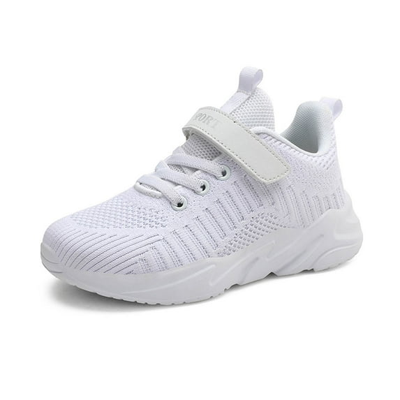 REDARER Kids' Breathable Mesh Sneakers - Lightweight Non- Running Shoes for Boys & Girls with Color Block Design,Color:Q12 White,Size:9-9.5 Years
