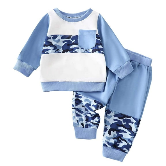 REDARER Kids Camo Print 2-Piece Set, Long Sleeve Pullover & Pants Outfit, Cozy Casual Playwear for Everyday Activities,Size:0-6 Months