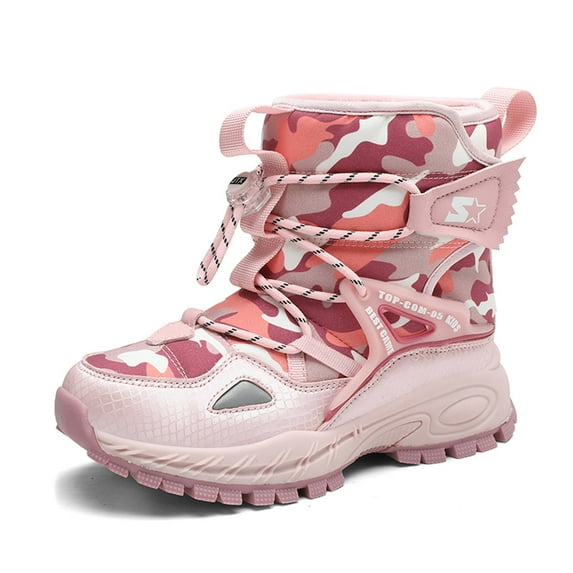 REDARER Kids' Camo Snow Boots - High Top Warm Winter Boots with Non- Sole for Outdoor Play,Size:10.5-11 Years