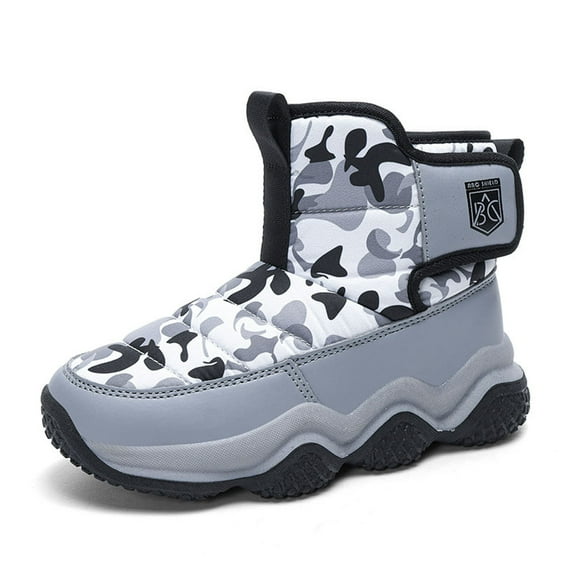 REDARER Warm Snow Boots for Kids, Thickened Plush Lined Winter Boots with Easy Closure, Solid Color Non-Slip Design,Size:4.5-5 Years