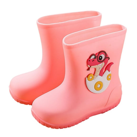 REDARER Kids' Cartoon Print Rain Boots - Elastic , Textured Non- Soles for School & Play - Rain Boots Kids,Color:1 Pink Size:5.5-6 Years