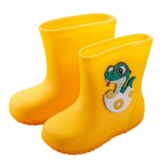 REDARER Kids' Cartoon Print Rain Boots - Elastic , Textured Non- Soles for School & Play - Rain Boots Kids,Color:1 Yellow Size:7-8 Years