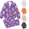 thumbnail image 1 of REDARER Kids Cartoon Skull Halloween 2 Piece Pajama Set Long Sleeve Button Down Sleep Outfit for Trick or Treat Holiday Nightwear,5-6 Years, 1 of 5