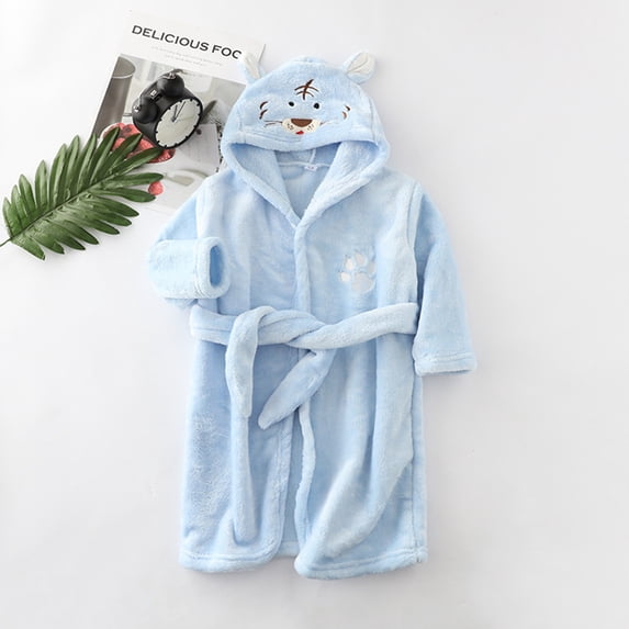REDARER Kids Cartoon Tiger Hooded Bathrobe Warm Flannel Sleep Robe for Toddler Boys Girls Home Nightwear Pajamas,12-24 Months
