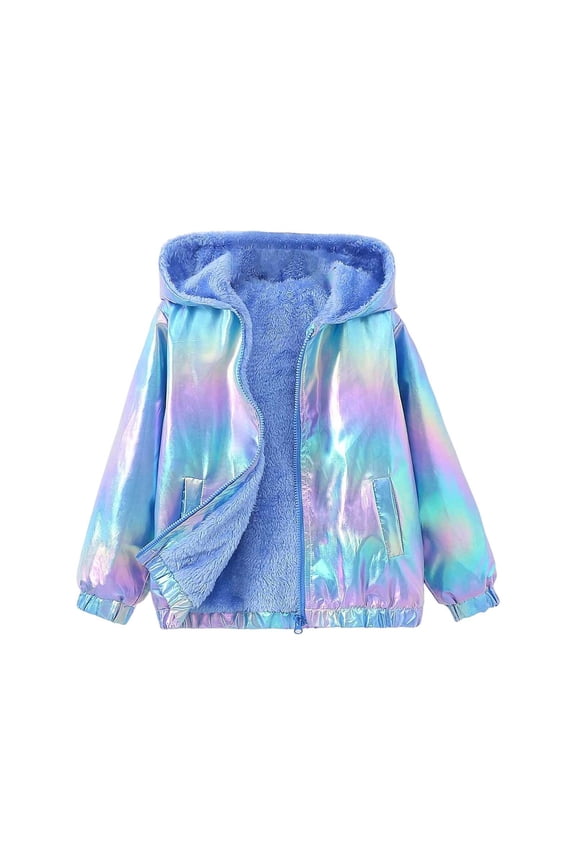 Kids Color Shift Hooded Jacket, Lined Windbreaker with Zipper, Soft Long Sleeve Coat for Everyday Outdoor Play,Size:1-2 Years