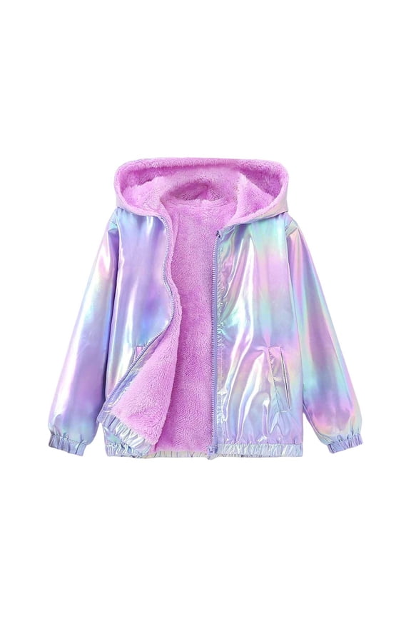 Kids Color Shift Hooded Jacket, Lined Windbreaker with Zipper, Soft Long Sleeve Coat for Everyday Outdoor Play,Size:2-3 Years