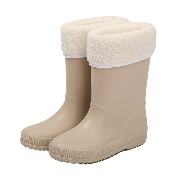 REDARER Kids Cotton-Lined Mid-Calf Rain Boots - Soft Sole Lightweight Water Shoes, Non- Unisex Waterproof Design for Puddle Play,Size:12-14 Years