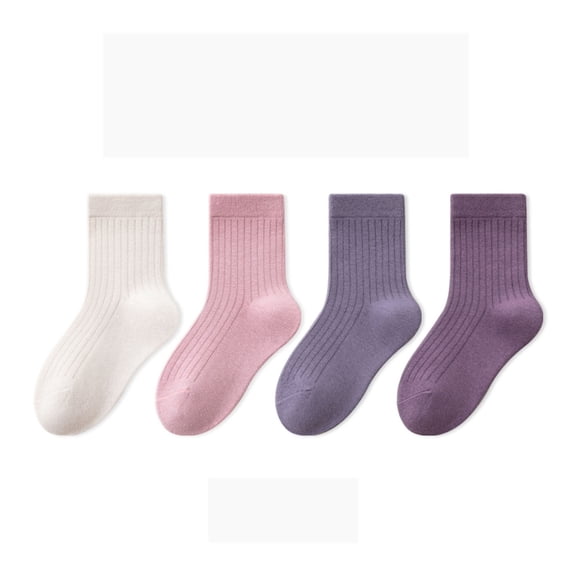 REDARER Kids Crew Socks 4-Pack, Soft Ankle Socks for Girls with Non- Grip, Everyday School Athletic Play Socks,Size:1-4 Years