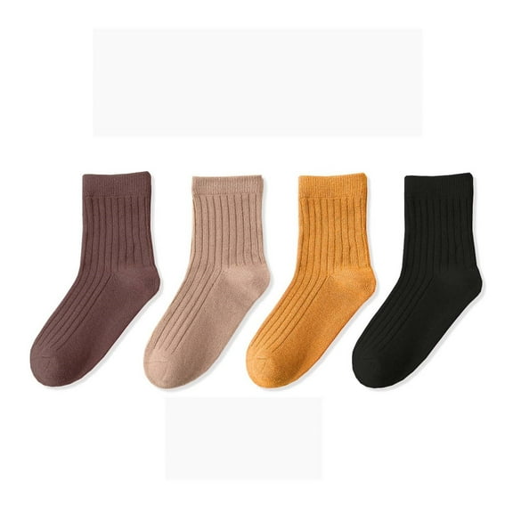 REDARER Kids Crew Socks 4-Pack, Soft Ankle Socks for Girls with Non- Grip, Everyday School Athletic Play Socks,Size:5-8 Years