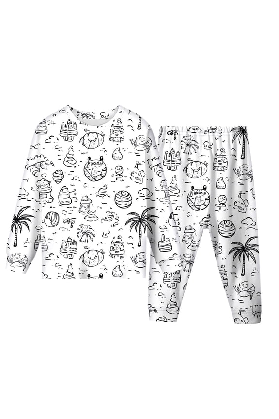 Kids' DIY Coloring Pajama Set - Washable Soft Cotton Sleepwear with Hand-Painting,Size:5-6 Years