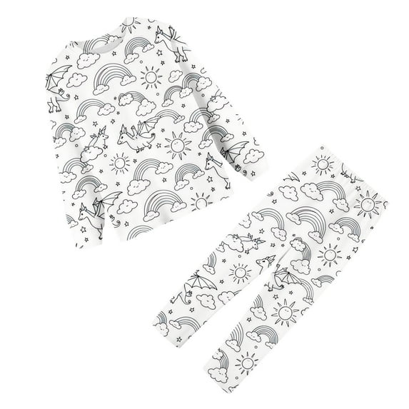 REDARER Kids DIY Pajama Set - Hand-Painted Sketch & Color Sleepwear, Creative Play & Wear Outfit for Fun,Size:8-9 Years