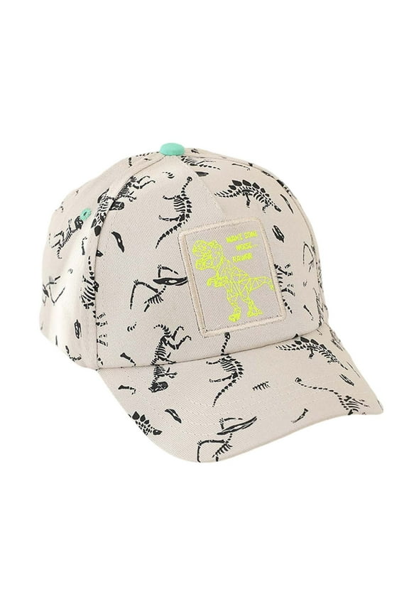 Kids Dinosaur Baseball Cap, Black All-Over Print with Glow-in-the-Dark,2-8 Years