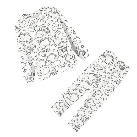 REDARER Kids' Dinosaur DIY Pajama Set - Washable Coloring with Soft Cotton Fabric, Hand-Painted Sleepwear,Size:5-6 Years