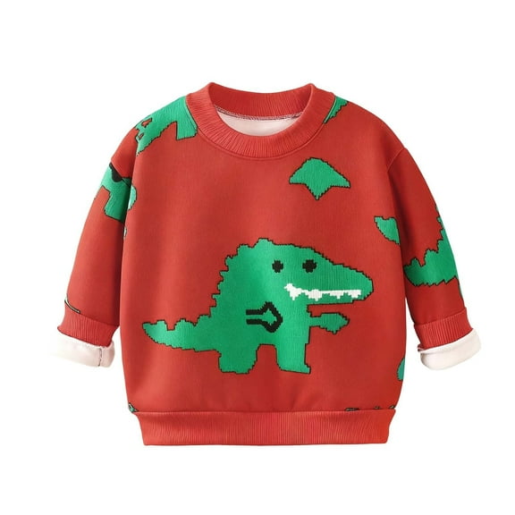 REDARER Kids Dinosaur Hoodie, Warm Winter Pullover with Soft Lining, Cozy Holiday Outfit for Casual Play and Gifts,Size:1-2 Years
