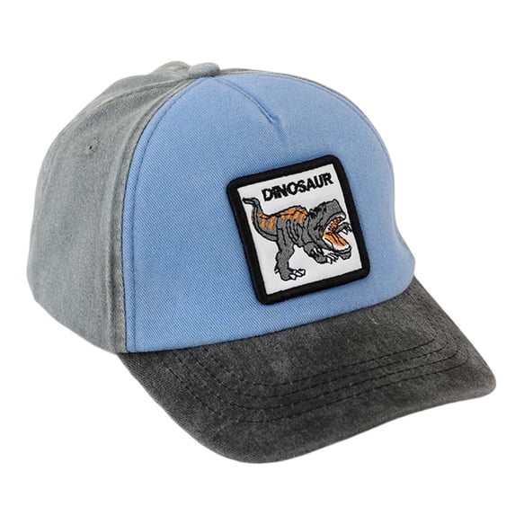 REDARER Kids Dinosaur Patch Baseball Cap, Tri-Color Washed Cotton Sun Hat for Boys,2-8 Years