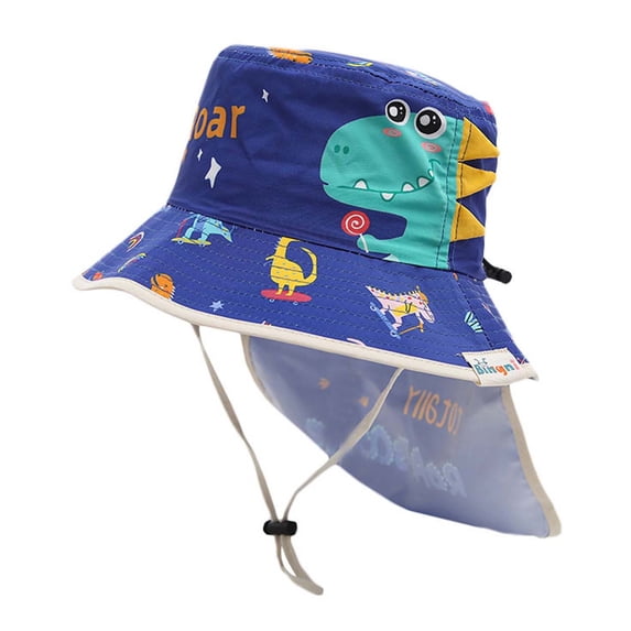 REDARER Kids Dinosaur Sun Protection Bucket Hat, UPF 50+ Wide Brim Fisherman Hat with Neck Flap,2-8 Years