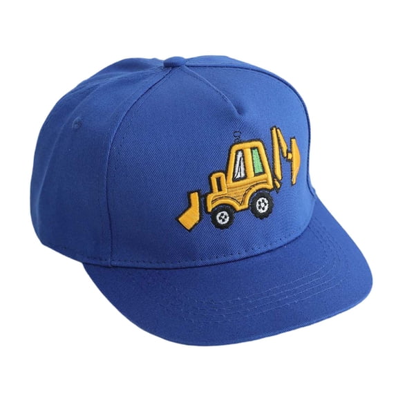 REDARER Kids Excavator Flat Brim Cap, Cotton Baseball Hat with Yellow Construction Truck Embroidery,2-8 Years