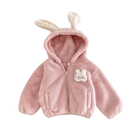 REDARER Kids' Hooded Jacket - Soft Cozy Zip-Up Outerwear for Boys & Girls, Warm Winter Coat with Cute Animal Ears,Size:12-24 Months