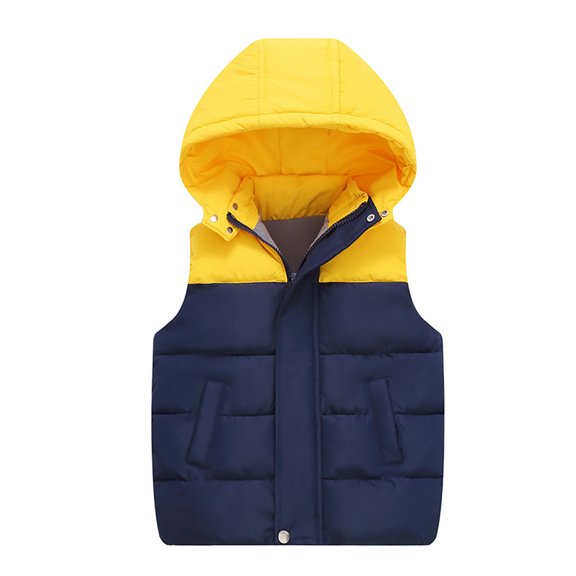 REDARER Kids Lined Hooded Vest, Sleeveless Padded Jacket for Toddler Boys and Girls, Winter Warm Outerwear with School Style Design,Size:7-8 Years
