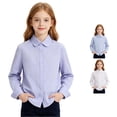 thumbnail image 1 of REDARER Kids Flutter Collar Long Sleeve Dress Shirt Soft Cotton School Stage Performance Tops School Uniform,9-10 Years, 1 of 5