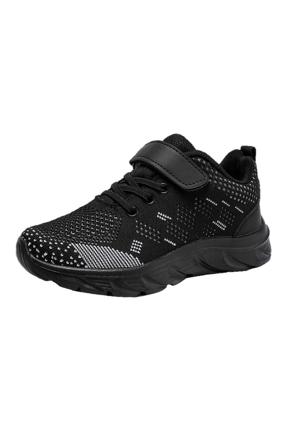 Kids' Flying Woven Sneakers - Breathable Mesh Sports Shoes for Boys & Girls Outdoor Play,Color:Z9 Black,Size:6.5