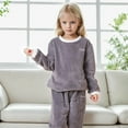 thumbnail image 1 of REDARER Kids Fuzzy Flannel 2 Piece Homewear Set Contrast Crew Neck Top Elastic Waist Pants Unisex Winter Loungewear Sleepwear,2-3 Years, 1 of 3