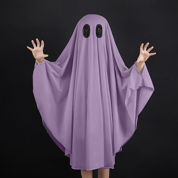 REDARER Kids Ghost Hooded Cloak Halloween Cosplay Robe with Reflective Eyes for Party Trick Or Treat,7-8 Years